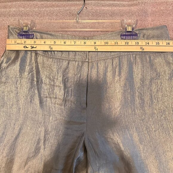 Light Gray Sheen Belted Jacket & Wide-Leg Pants Set - Picture 13 of 15